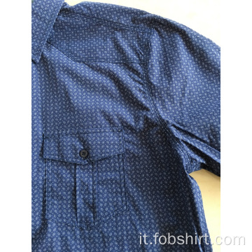 Camicia a maniche corte con stampa blu scuro